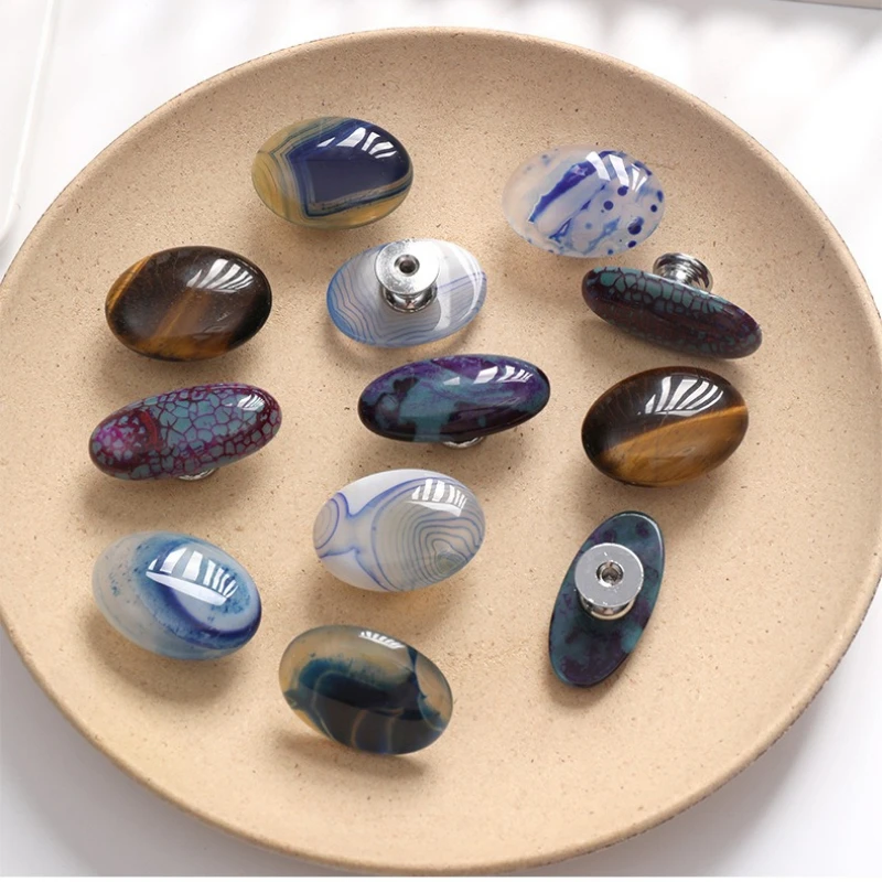 Nordic Luxury Agate Pull Handle, Aluminum Alloy Crystal Handle, Cabinet Vanity Cabinet Storage Cabinet Knob Home Hook Decoration