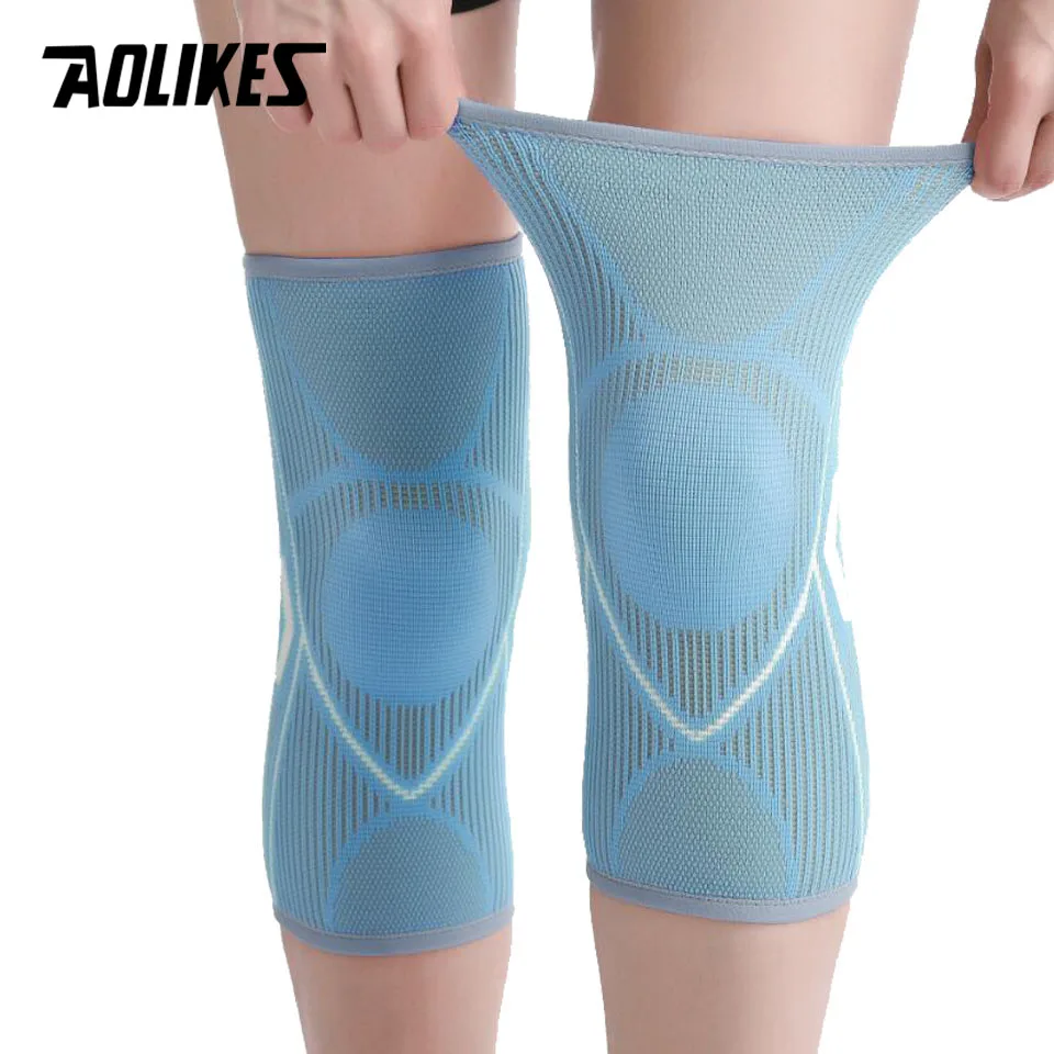 AOLIKES New Knee Pads Support Sleeve Protector Elastic Kneepad Brace Spring Support Volleyball Basketball Running Silicone Pad