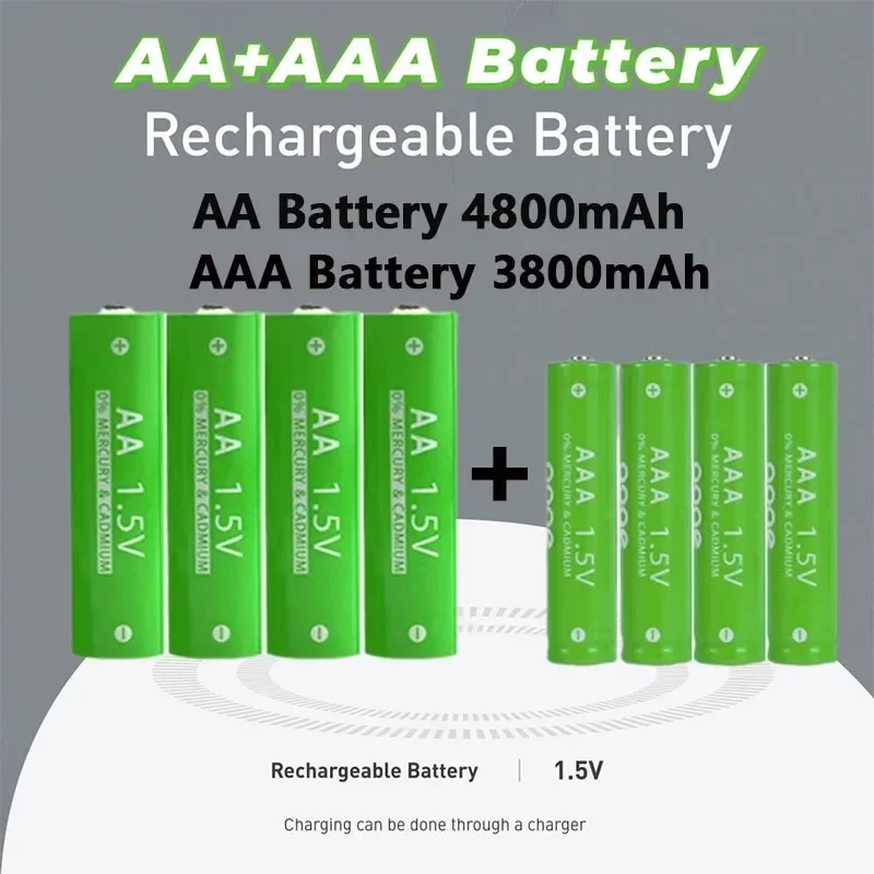 Batería recargable AA + AAA de 1,5V, 4800mah / 3800mah, Nimh, para Julios, horloges, etc., paquete de venta