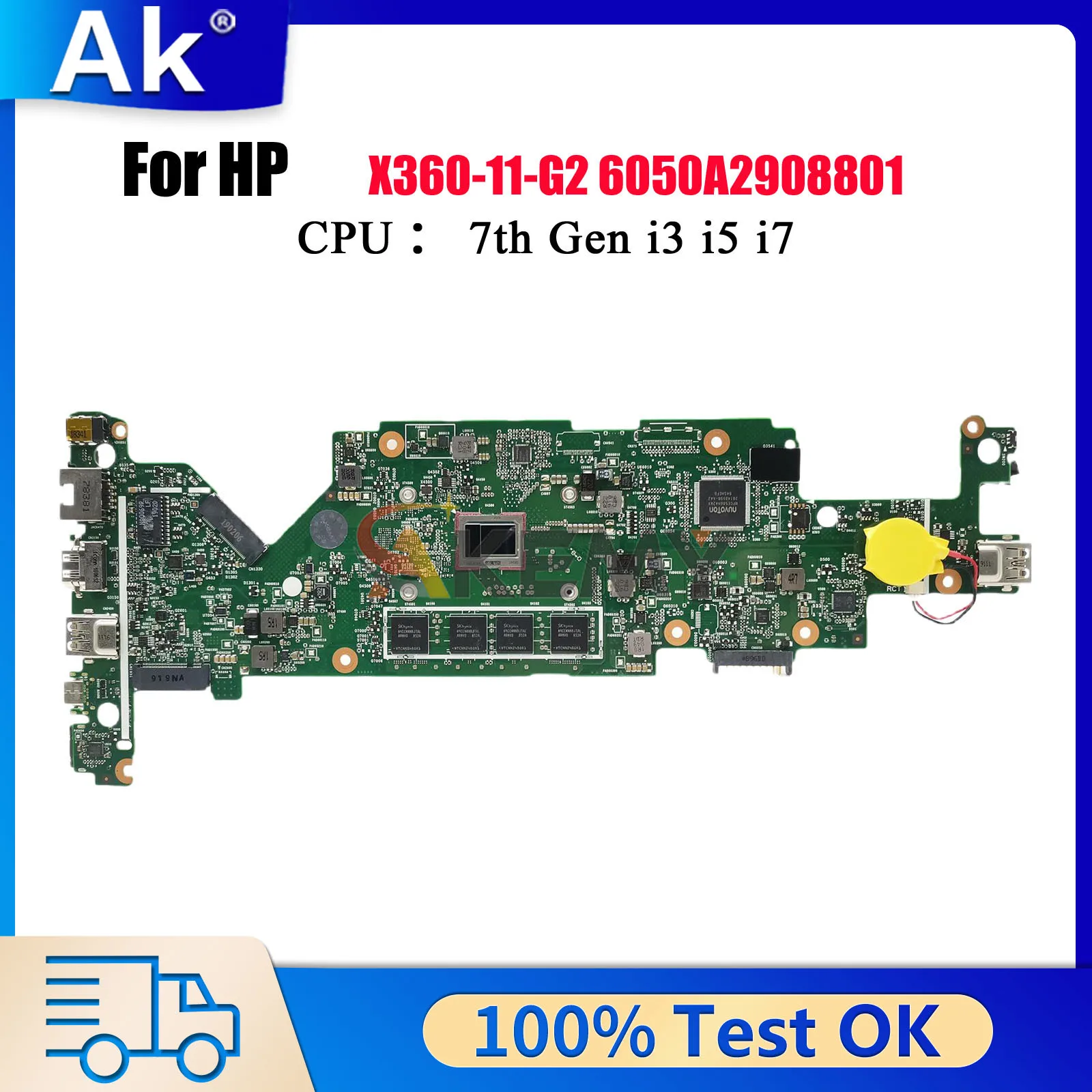 

6050A2908801 For HP ProBook X360 11 G2 EE Laptop Motherboard 932688-601 932687-601 With M3-7Y30 i5-7Y54 CPU 4G/8G RAM