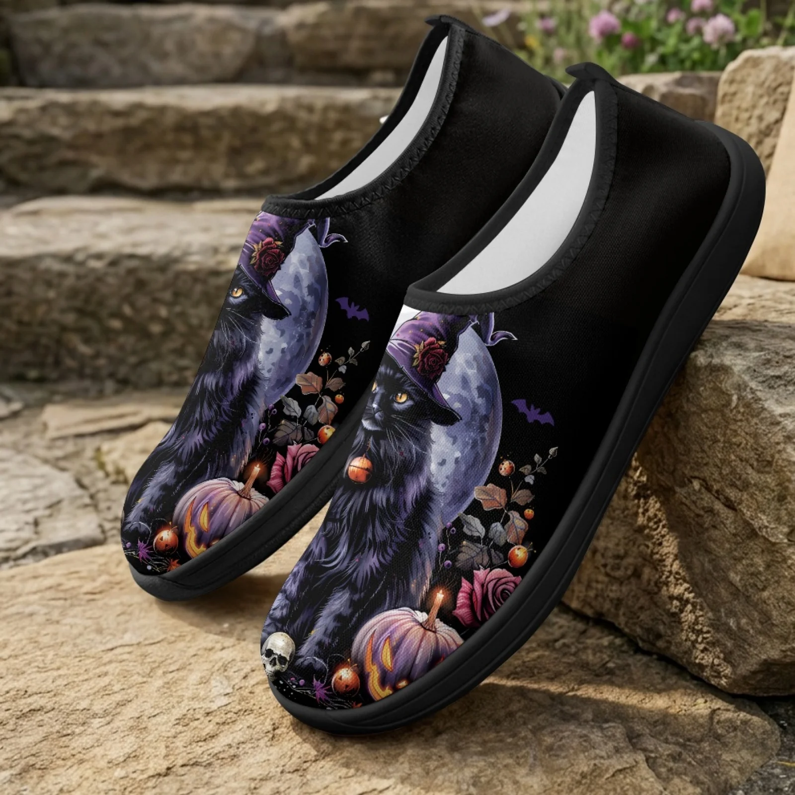 PENSTROLL Wide Toe Box Walking Sneakers Slip On Zero Drop Walking Sneakers for Office Men Black Cat 2026 New
