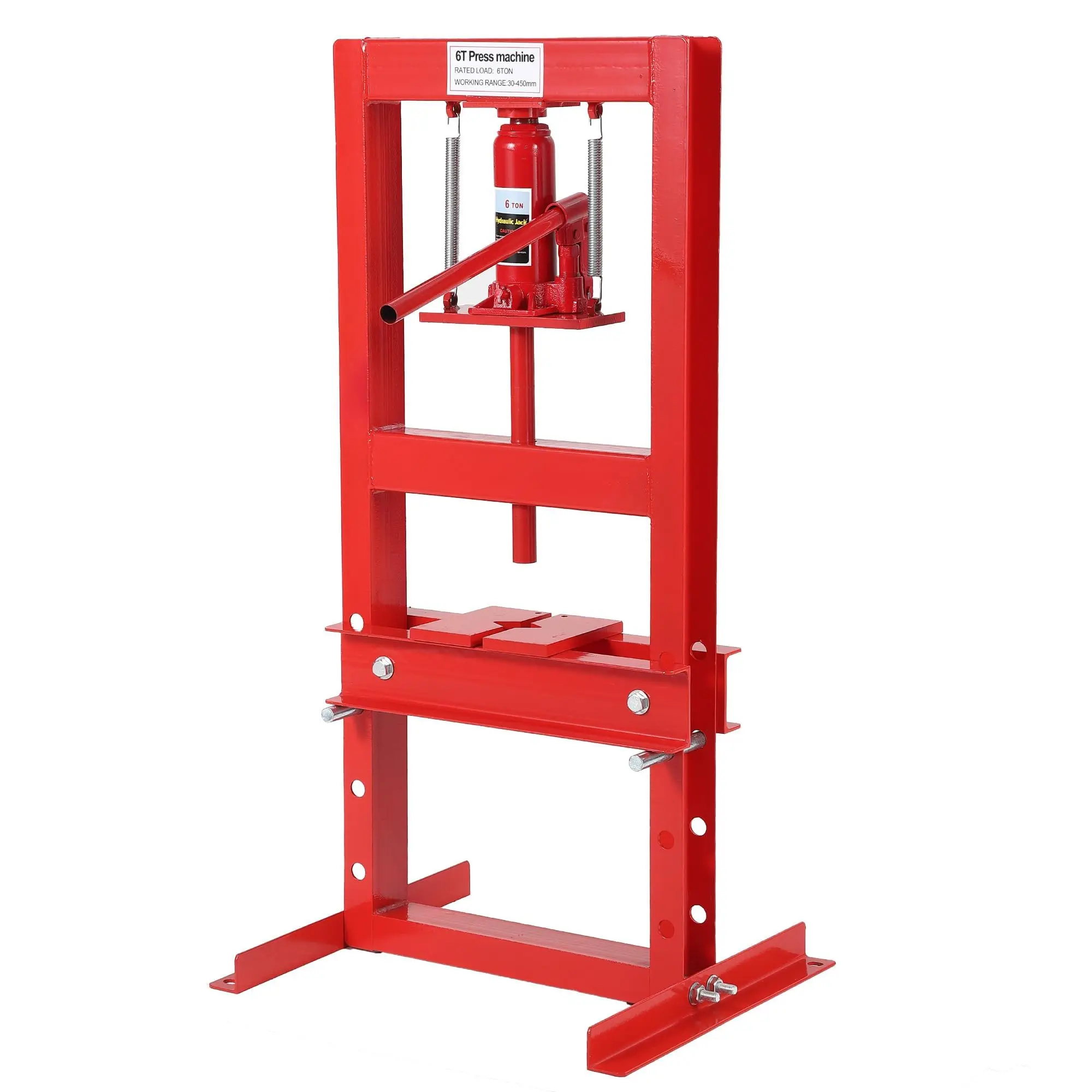 

Heavy Duty Hydraulic H-Frame Shop Press – 6 Ton Capacity, Adjustable Height Table, Stamping Plates – Perfect for Auto Repair