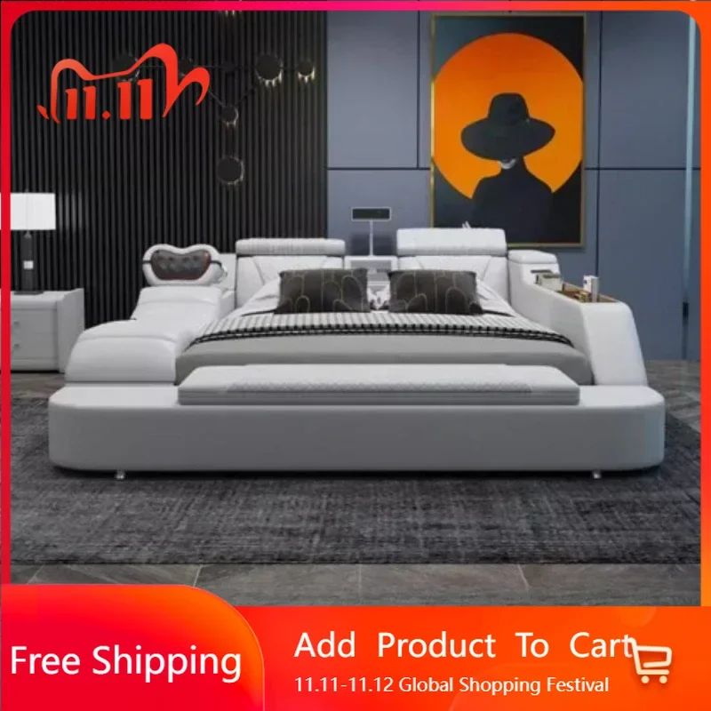 

Regale Storage Double Bed Projector Antique Bedroom Comferter Beds Adults Flexible Sleeping Letto Matrimoniale Salon Furniture