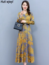 Female Acetate Satin Casual Long Sleeve Robe 2024 Elegant Bodycon Party Night Vestidos Autumn Winter Chic Prom Luxury Midi Dress