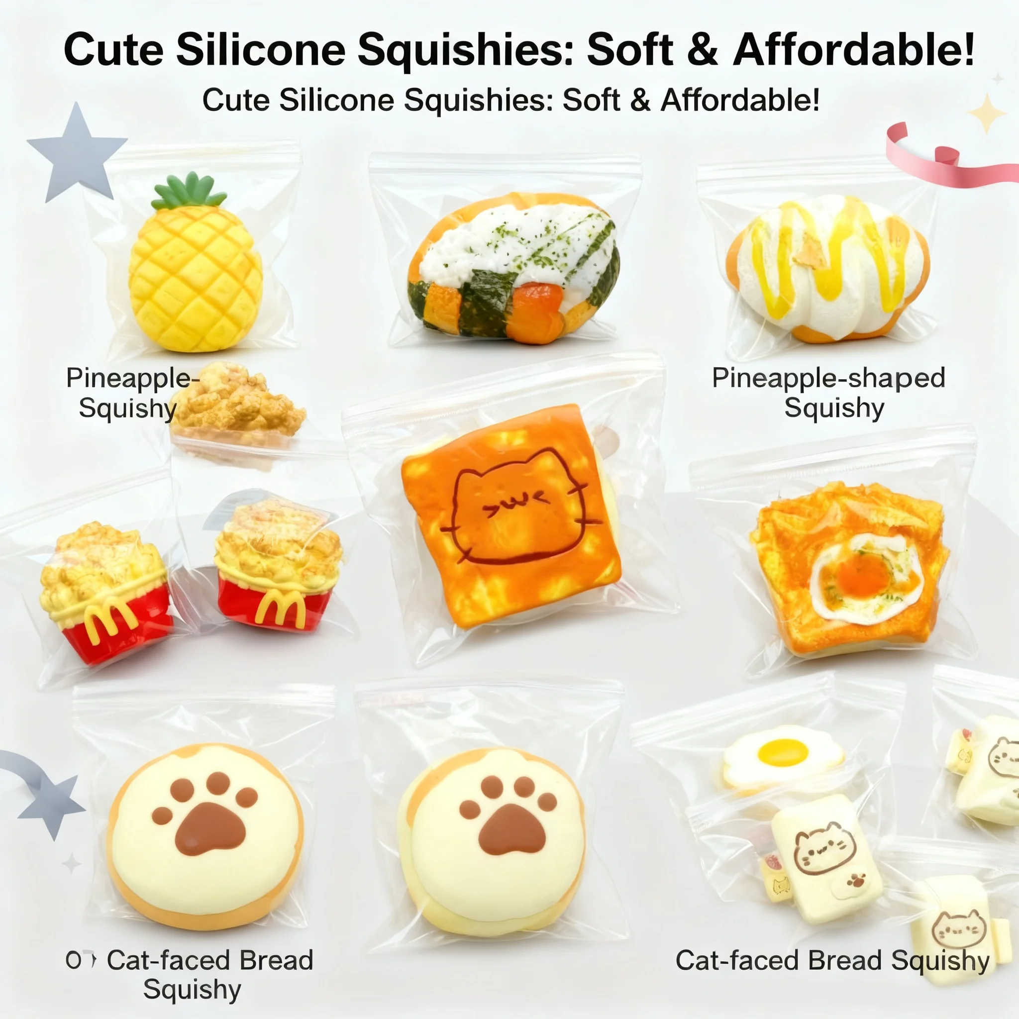 

Food Grade Silicone Stress Reliever Squishy Toys for Kids Wholesale Bulk Decompression Play Food
