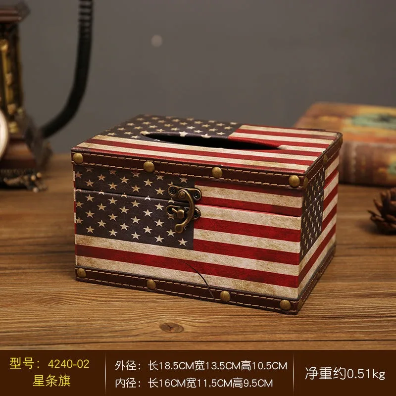 Hot-selling Household Retro Wooden Tissue Box Living Room Car Pumping Paper Box Restaurant Meal Store Napkin