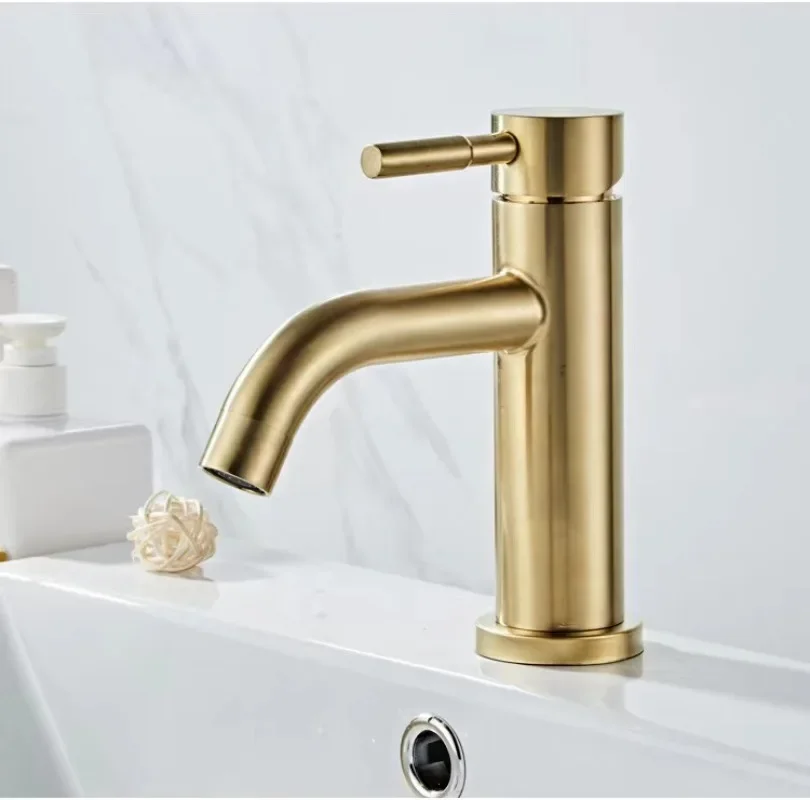 

Brushed Gold/Sliver Basin Faucet for Stainless Steel Sink: Minimalistic and Luxurious Bathroom Vanity Water Tap