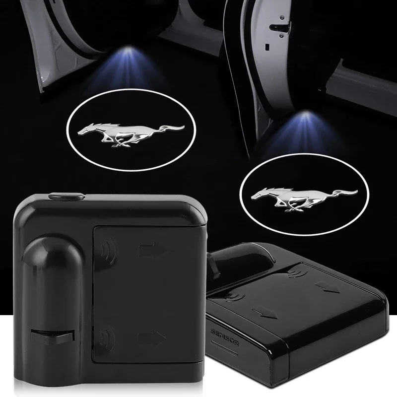 2pcs Car Door Welcome Light For Ford Focus mustang mondeo fusion Ranger ST Auto Emblem Projector HD Lamps Automotive Decorative