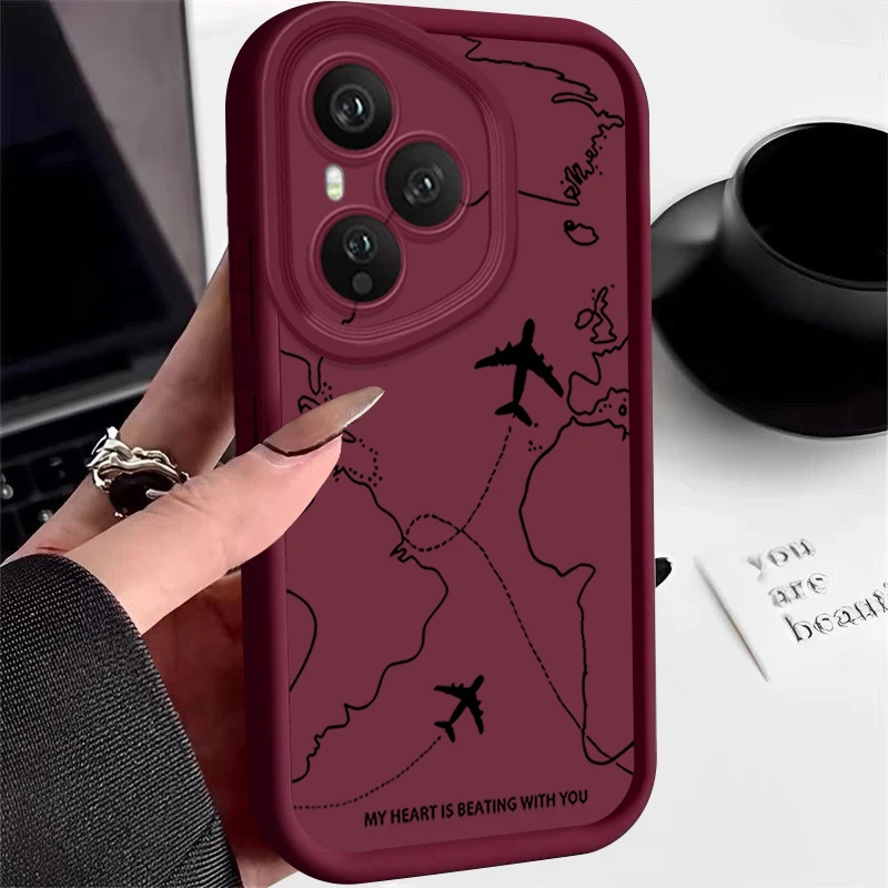Air Route Pattern Soft TPU Phone Case For Honor 400 Pro 200 Pro X8c X9c Smart X6a X6b X6c Magic7 Lite Silicone Protect Cover
