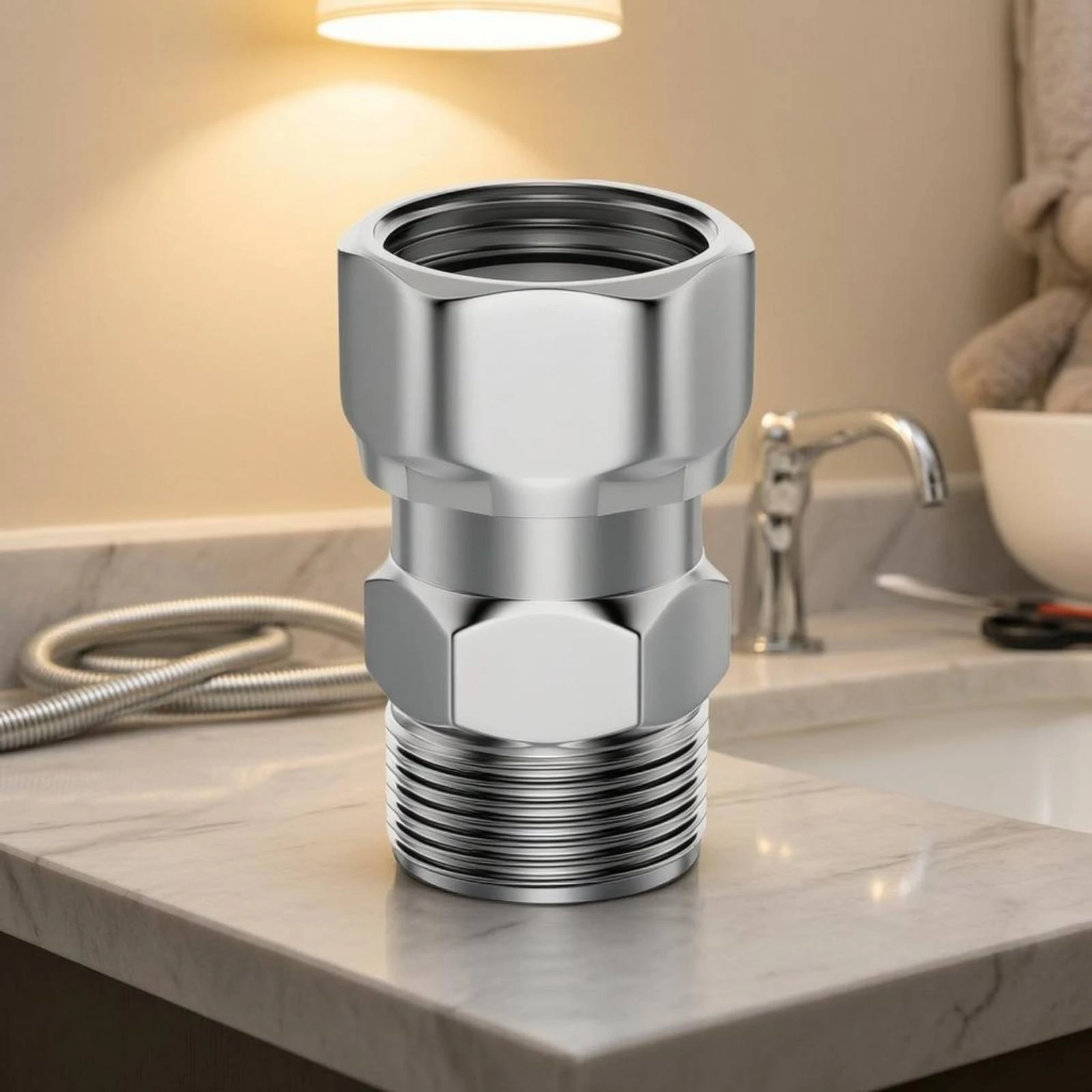 Stainless Steel Angle-Valve Extension Fitting Universal Connection Hex Body Valve Connector Plumbing Part view 6