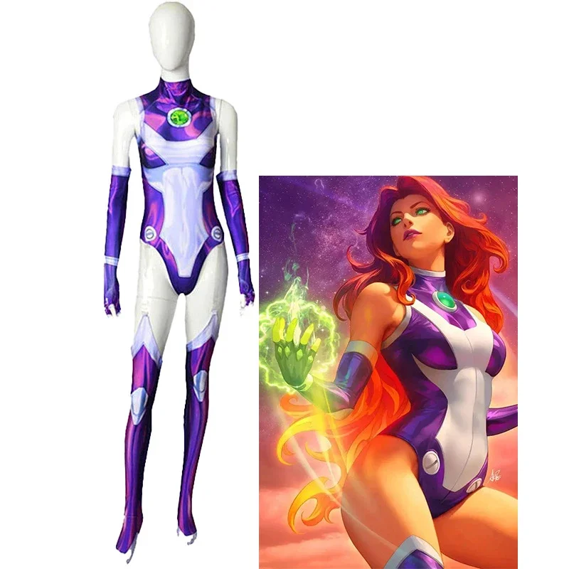 anime-teen-titans-starfire-jumpsuit-cosplay-costume-superhero-bodysuit-koriand'r-cosplay-halloween-costume-props-zentai-catsuit