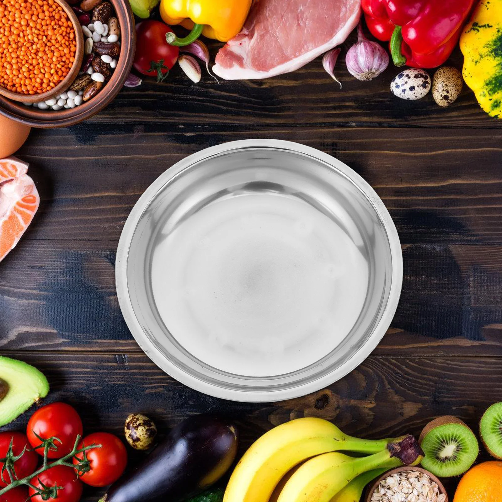 6 قطعة طبق شواء من الفولاذ المقاوم للصدأ طبق مستدير للمعكرونة ستيك سلطة تخدم تخزين لوازم المطبخ حل الطعام المنزلي #3