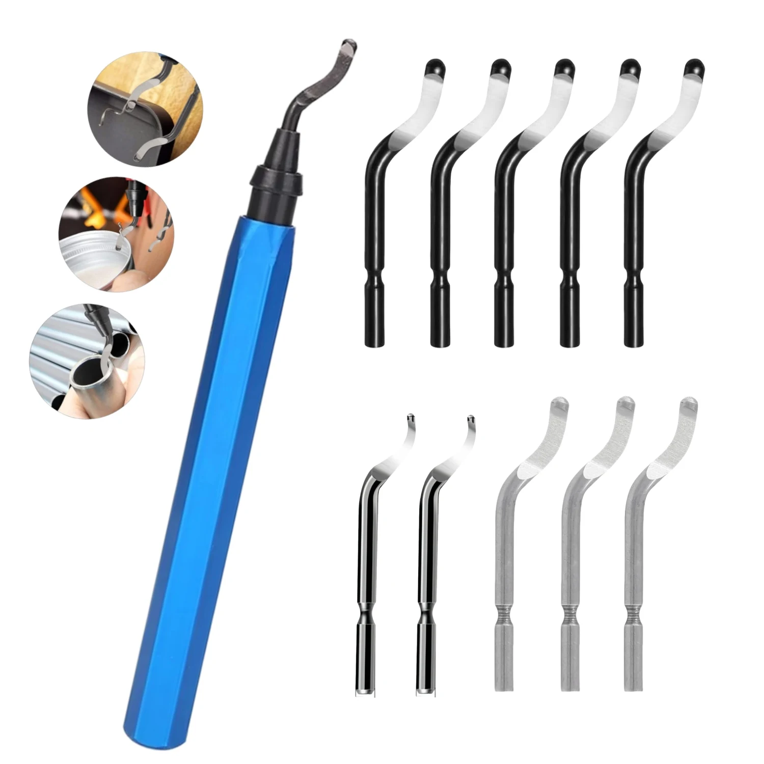 Entgratwerkzeug mit 10/11 Entgratklingen, 360-Grad-Drehkopf, Gratentferner für 3D-Druck, Metall, Harz, PVC, Kunststoff – Detail 1