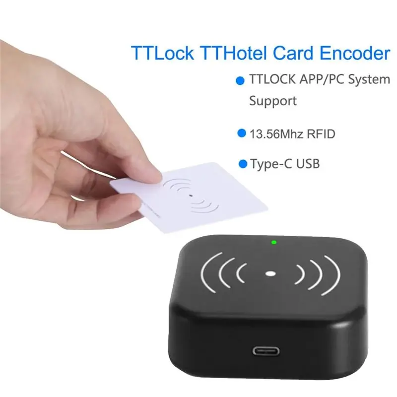 Y22A-TTLOCK Smart Card Encoder 13.56M M1 IC Card Reader RFID Chip Scanner For TT Hotel TT Rental System Software Easy Instal