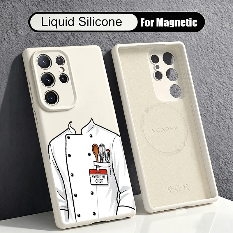 Liquid Silicone Magnetic Phone Case For Samsung Galaxy S26 S25 S24 Ultra Plus S23 S22 Ultra Medical Nurse Print Soft Back Cover