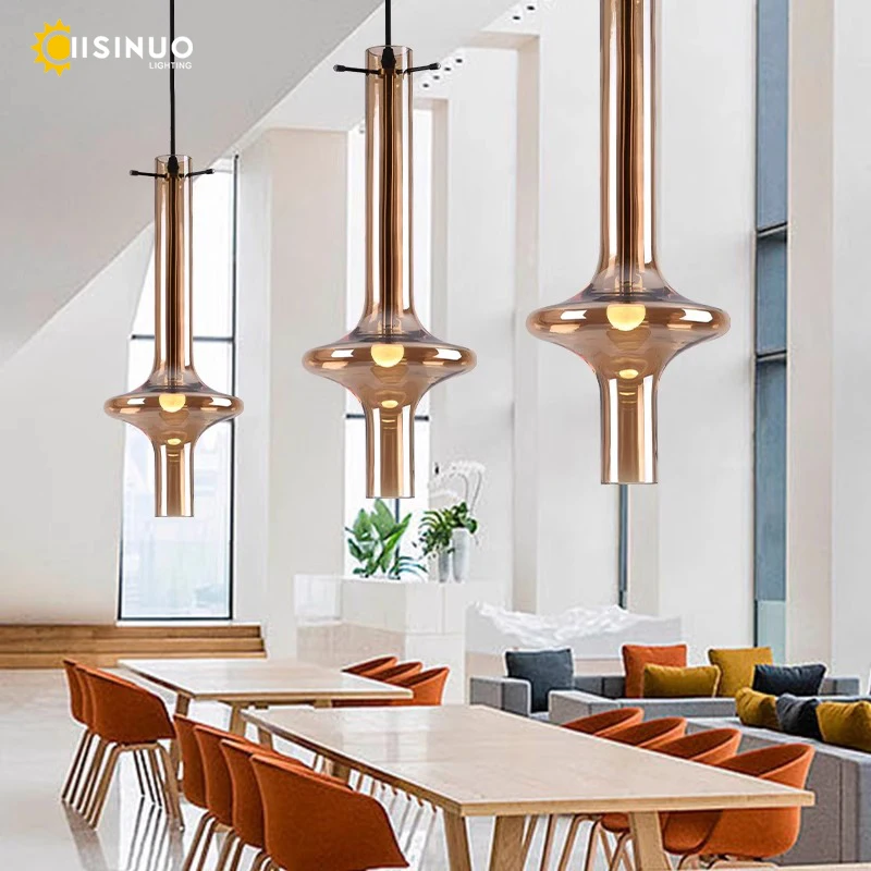 

Creative Glass Tube Pendant Light Minimalist Long Line Ceiling Lighting Loft Hanging Lamp for Dining Room Restaurant bar Bedside