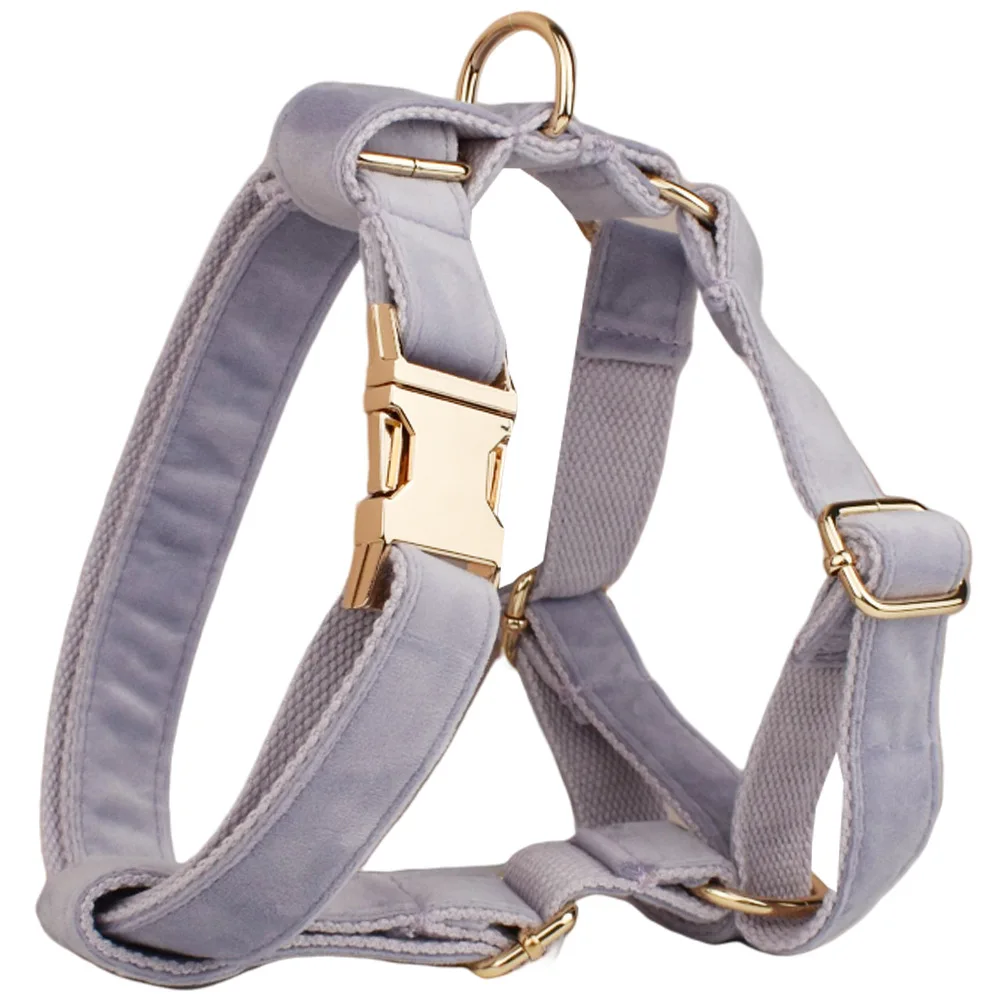 Set arnés y collar personalizado para perros de terciopelo lazo_voghion.com