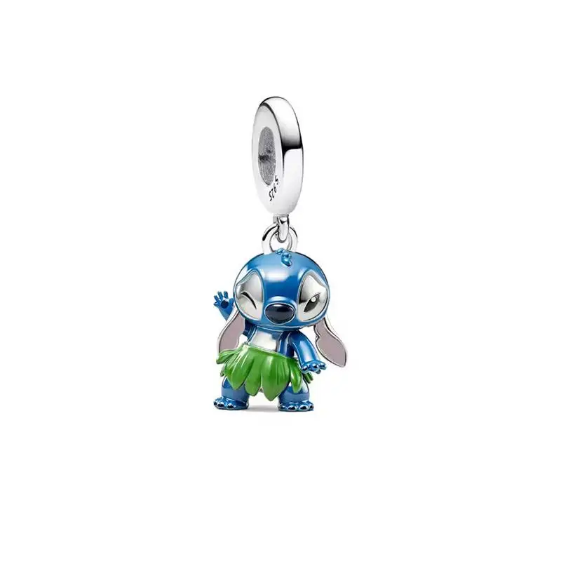Potdemiel Disney 925 Silber Stitch&Mickey Charms Anhänger Perlen Passend für Original Halskette Armband DIY Frauen Geburtstagsgeschenk