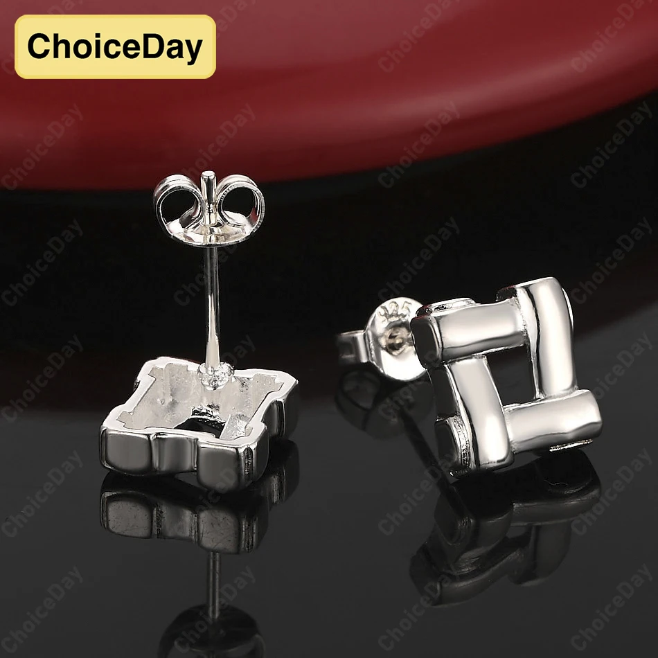 

ChoiceDay 925 Sterling Silver Square Stud Earrings Men Women Wedding Fashion Accessories Jewelry Charm Party