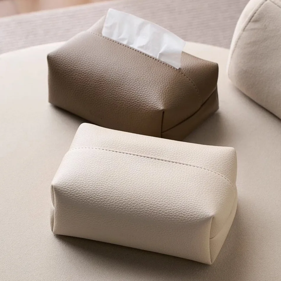 Kosmetiktuchbox-Abdeckung aus Raffiniertem PU-Leder, Faltbarer Kosmetiktuchbox-Halter - Dekorativer Halter/Organizer für Badezimmer-Waschtisch – Detail 2