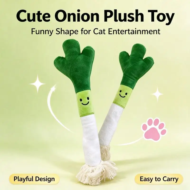 Cute Scallion Shaped Plush Pet Toy Bite Proof Chewing Toy Teeth Cleaning Sound Interactive Play Supplies For Small Medium Pets