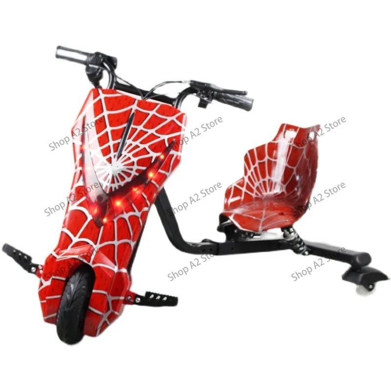 Electric three-wheel drift car, adult V type, retractable long battery life, tail-flicking kart, balance car, battery car