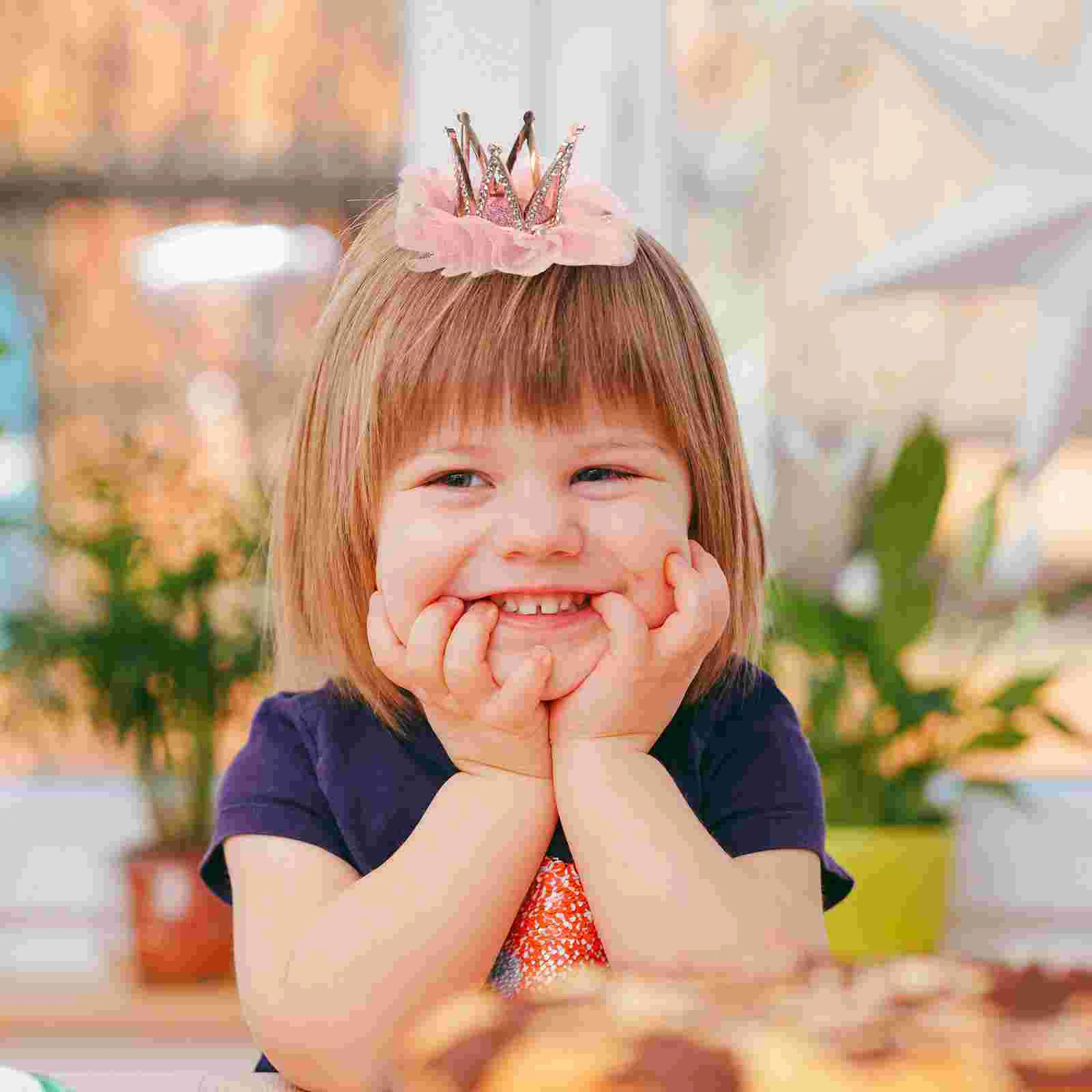 Pinzas para el cabello con diamantes de imitación para niños y niñas, horquilla con corona, accesorios para niñas