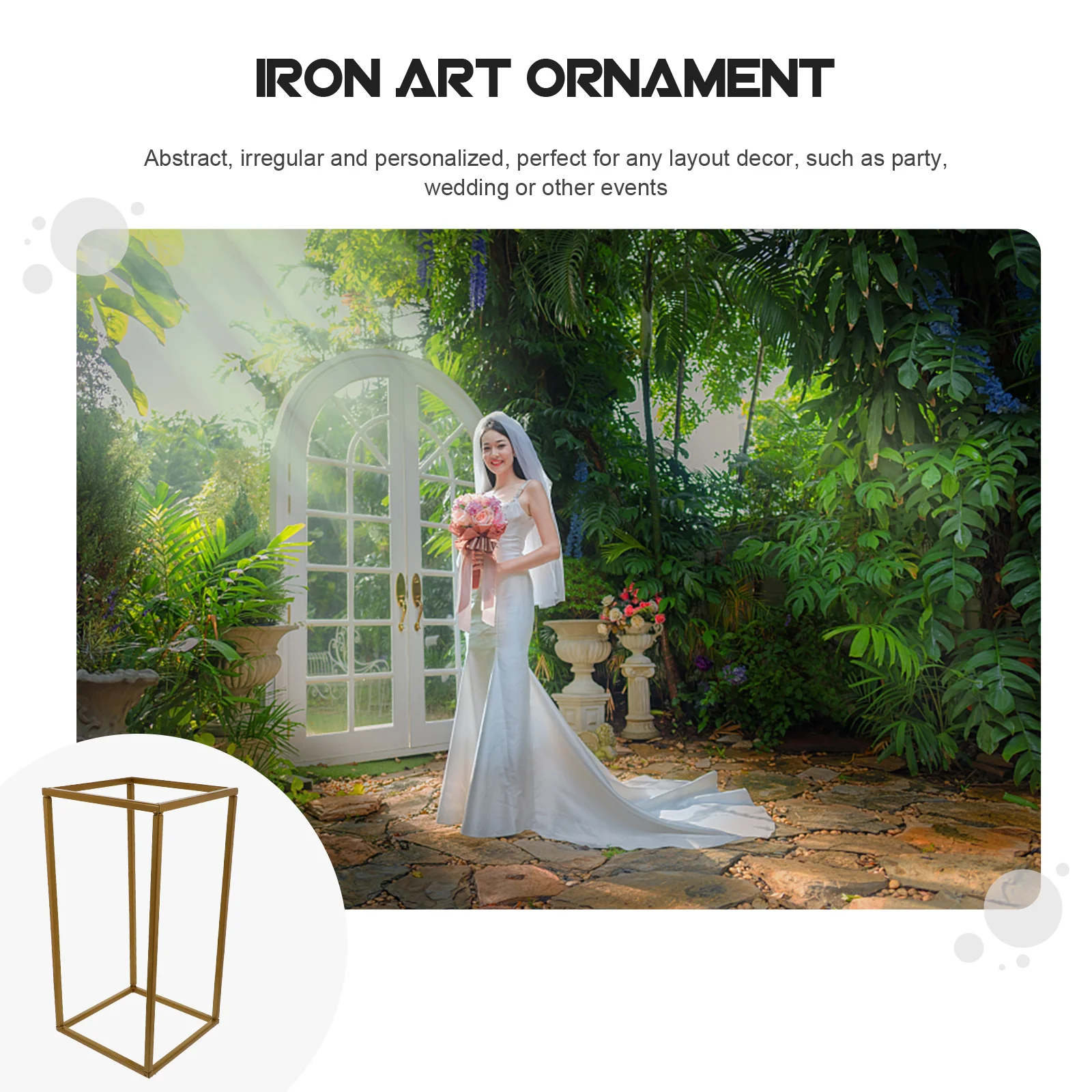 

1Pcs Iron Art Wedding Prop Geometric Adorn Rectangular Frame Decorative Stand for Party Wedding Scene Layout Stereoscopic Flower