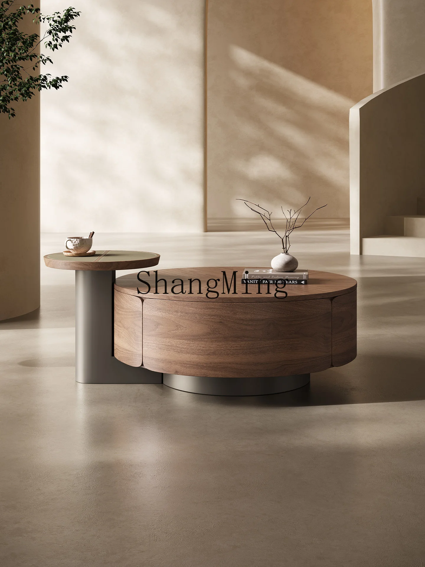 

CL Retro Vintage Wabi-Sabi Style Round New Coffee Table Hot Sale Small Apartment Living Room Storage Coffee