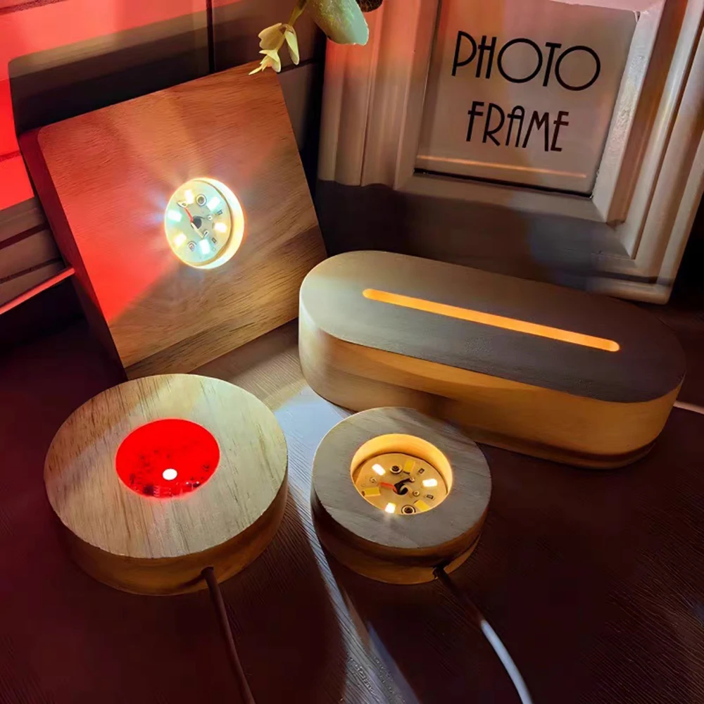 

Деревянные настольные декоративные светильники, цоколь, ночник, деревянный светодиодный USB-дисплей, подставка для дисплея, держатель лампы, художественный орнамент