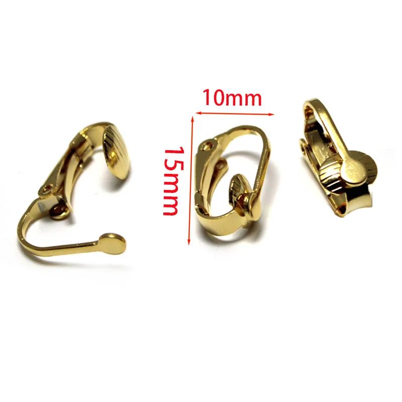 10Pcs Stainless Steel Ear Clips Earrings Materials Gold Plated Earring Clips non Pierced Ear Clips Findings for Jewellery Making