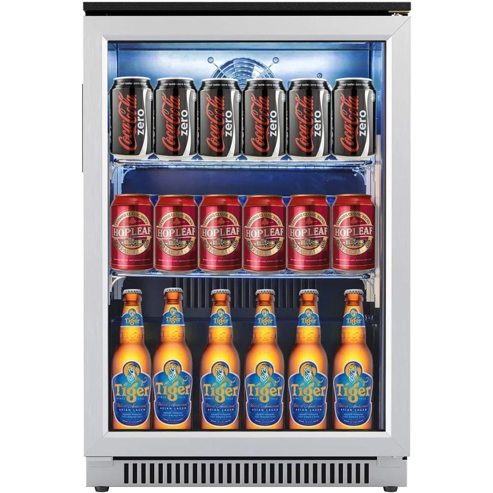 20 Inch Wide Built in Beverage Refrigerator with Clear Glass Front Door,