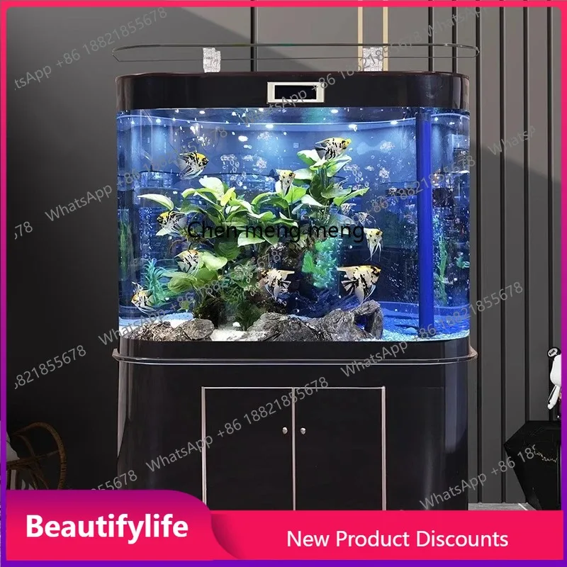 

H Living room household small and medium-sized, double round wall large bottom filter ecological landscaping Jinlong fish tank