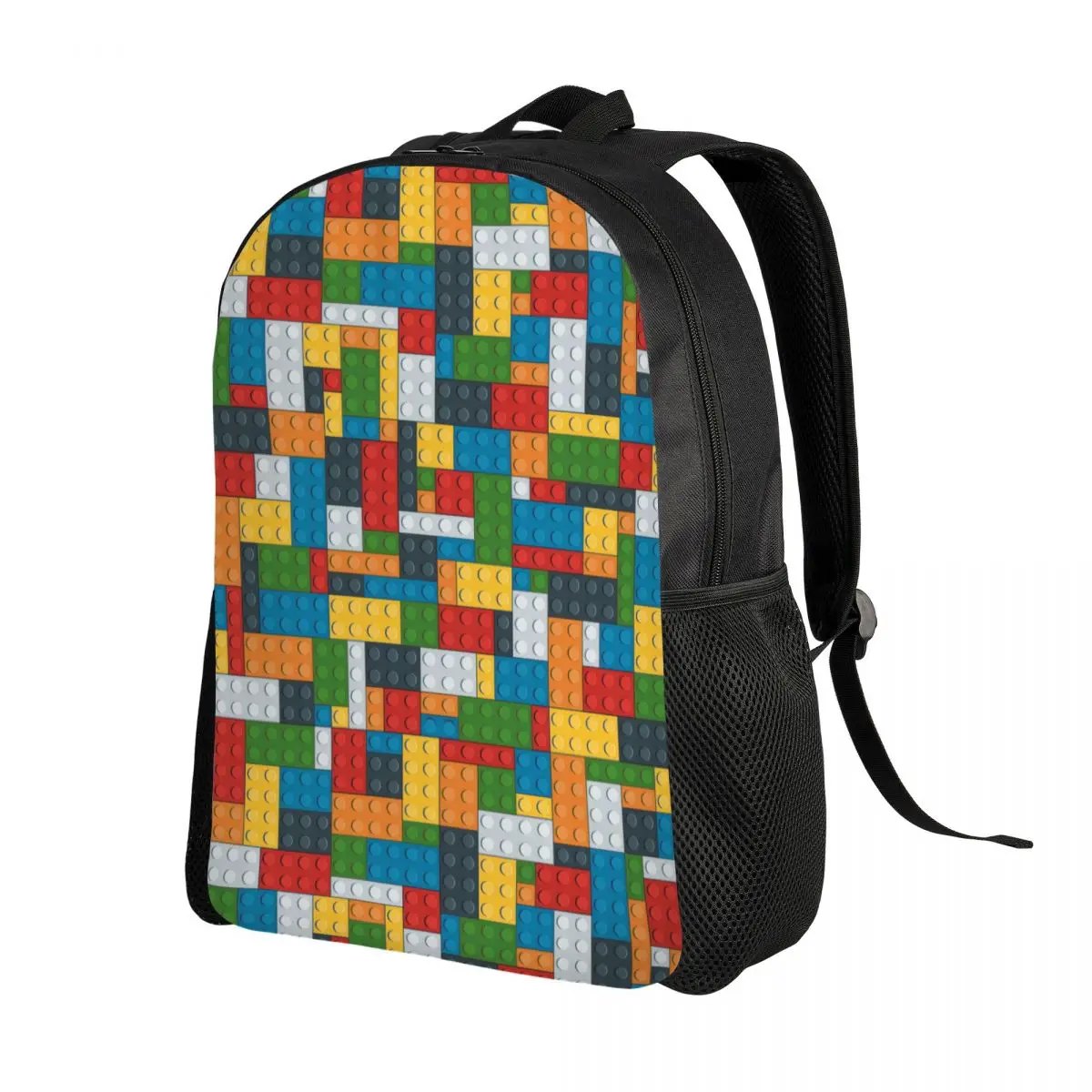 Custom Colorful Building Plastic Brick Toy Blocks Backpack for Women Men Water Resistant School College Bag Printing Bookbags