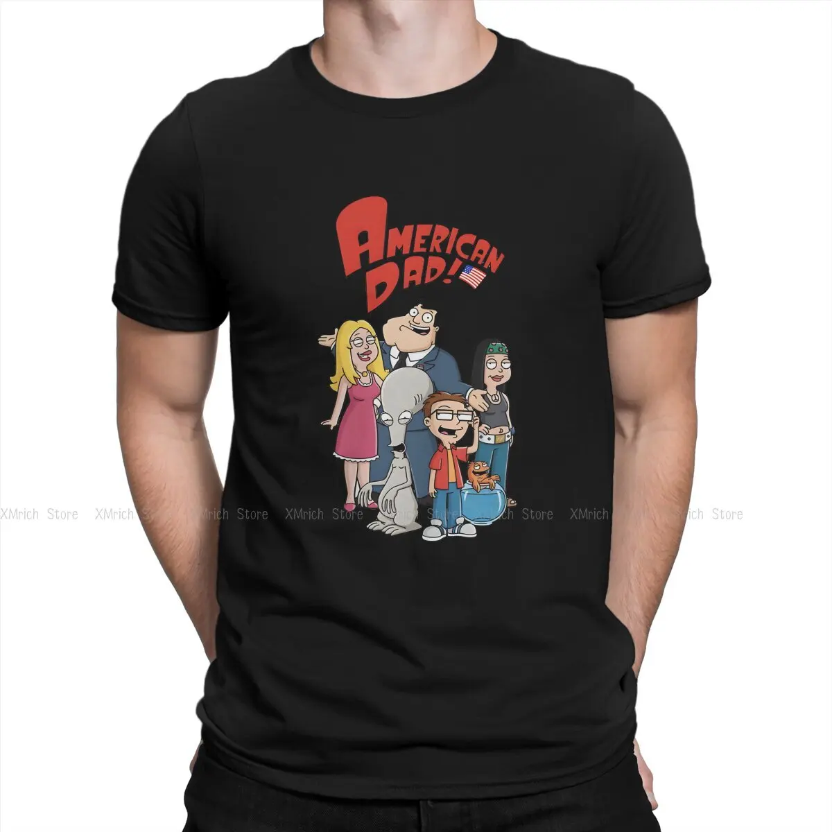 Awesome B-American dad T-Shirt Men Crewneck Cotton T Shirts B-American dad Short Sleeve Tees Printing Clothing