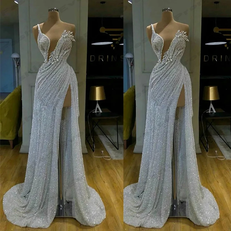 Vestidos de noite bonitos sexy para mulheres, ombro fora, sem mangas, fenda alta, simples, fofo, estilo princesa, baile de formatura, festa formal