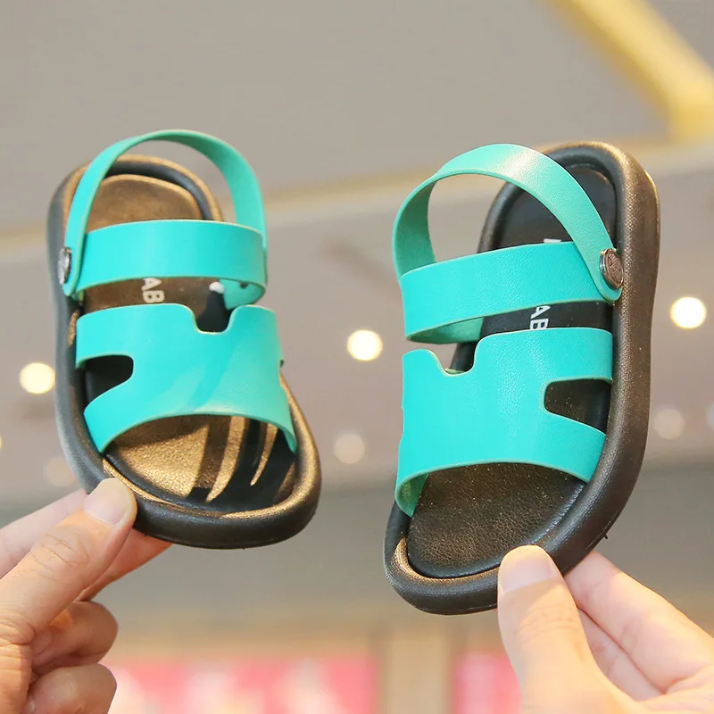 Boys Beach Sandals 2023 Summer Baby Girls Flats Fashion Party Dress Shoes Toddler Kids Shoes Brand Outdoor Black Slide Soft Sole