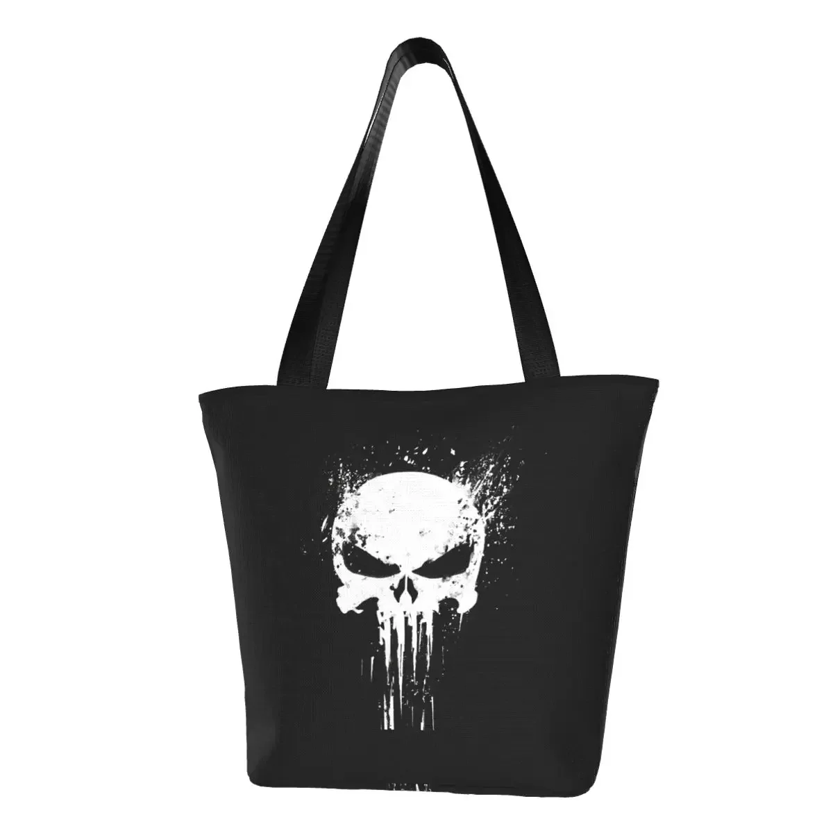 Fashion Printed Skeleton Skull Tote Shopping Bags Durable Canvas Shopper Shoulder Heavy  Handbag