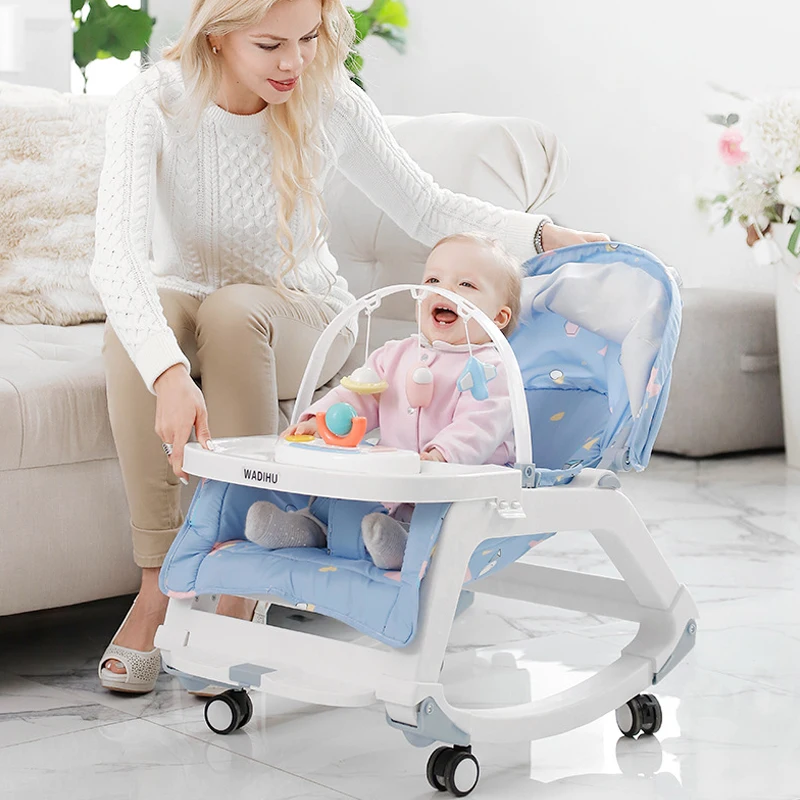 Baby rocking chair multi-function cradle newborn sleeping artifact with baby household multi-purpose rocking bed