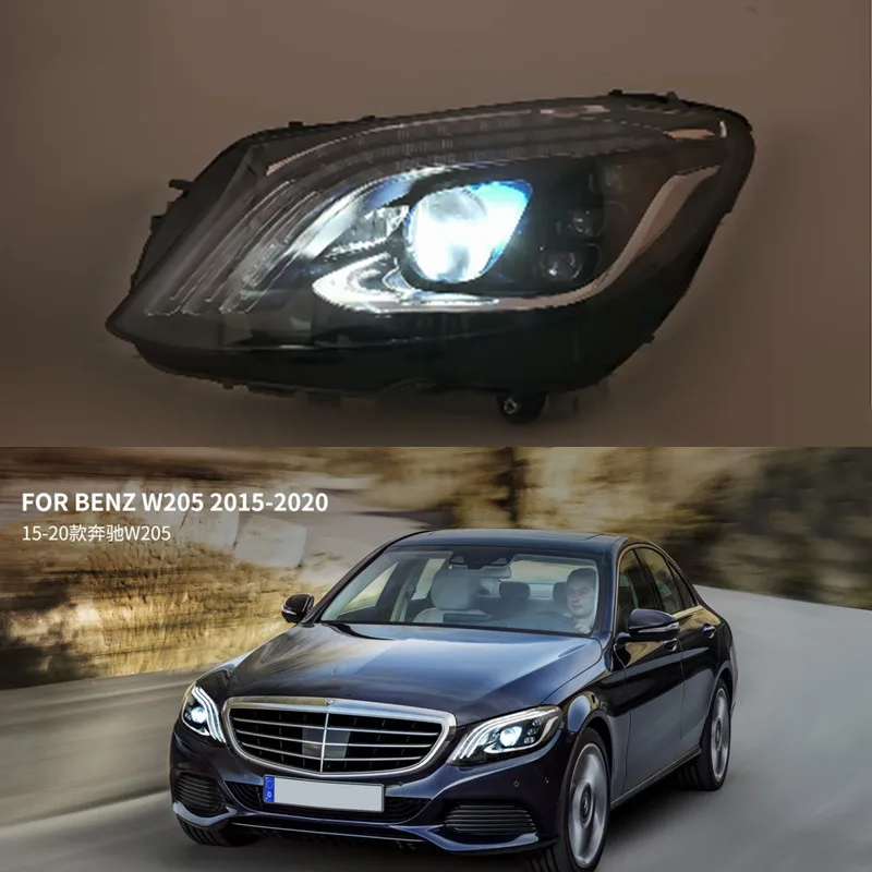 Car LED Headlight Assembly For Mercedes-Benz C-Class Fourth generation W205 2015-2020 Modified Daytime Running Light Head Lamp