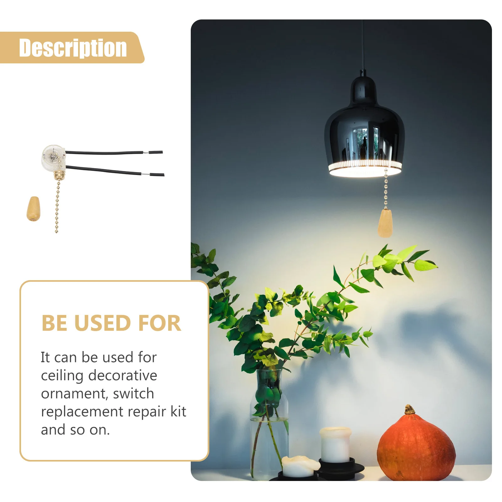 

2pcs Pull Durable Switch Accessory Smooth Surface Switch Accessory For Ceiling Lamp Bedside Rope Lamp Part Repair Kit