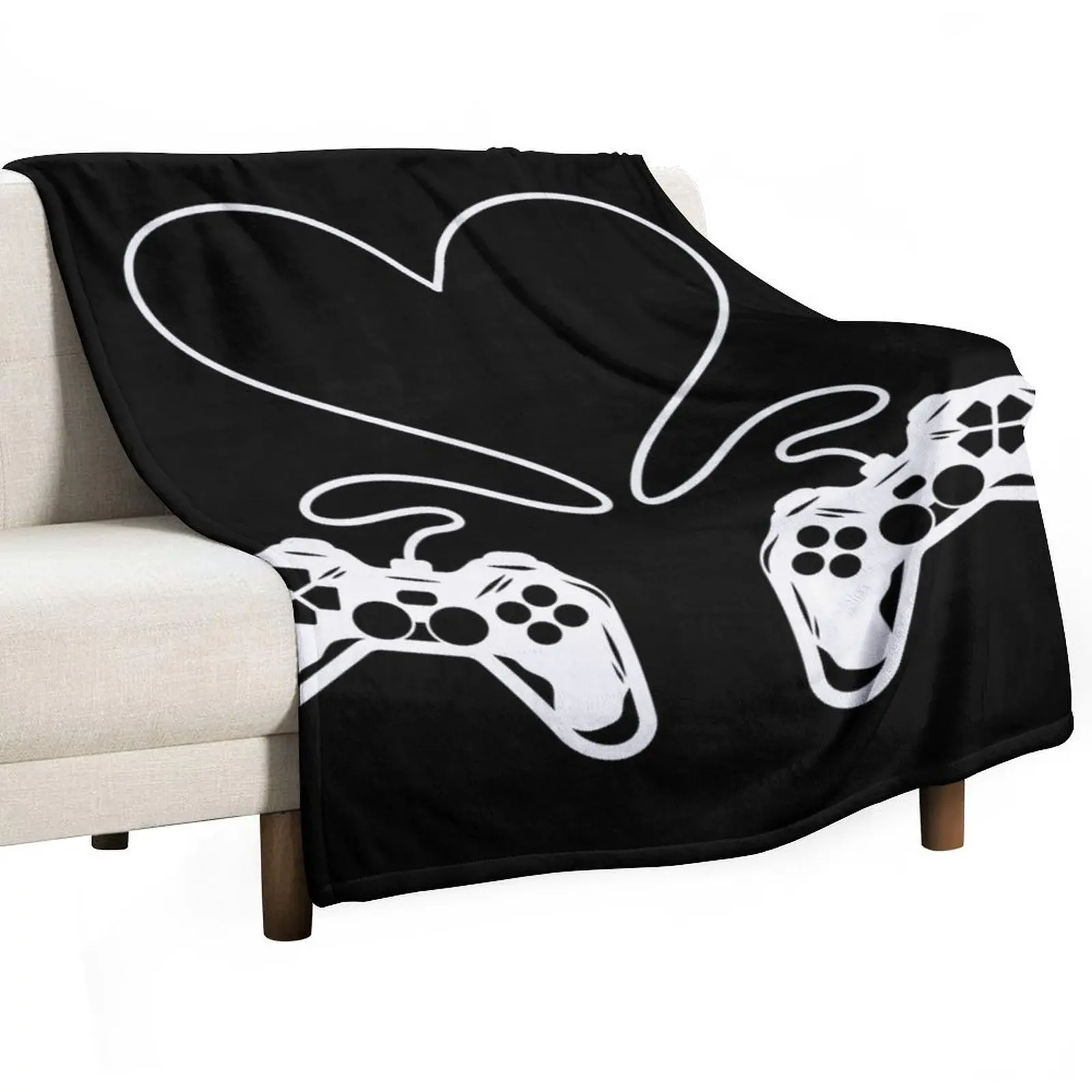 

Video Gamer Valentines Day With Controllers Heart Throw Blanket Soft heavy to sleep halloween Decorative Sofas Blankets