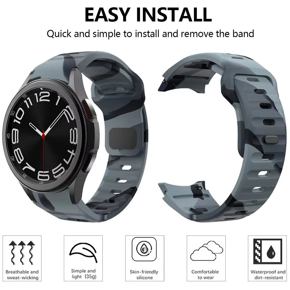 

For Samsung Galaxy Watch 6/5/4 44mm 40mm 45mm Bracelet Strap 20mm Silicone Band for Galaxy Watch 4/6 Classic 43mm 47mm Strap