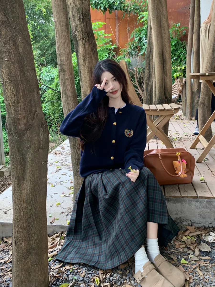 Kardigan damski plus size, dzianinowy, swobodny, okrągły dekolt, sweter, kurtka, odzież wierzchnia, styl vintage, uniwersytecki, wygodny, długi sweter