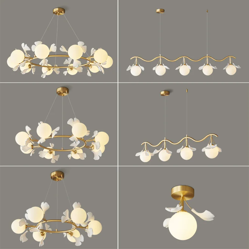 

All copper Xiaohongshu American petal living room chandelier new personality creative modern simple