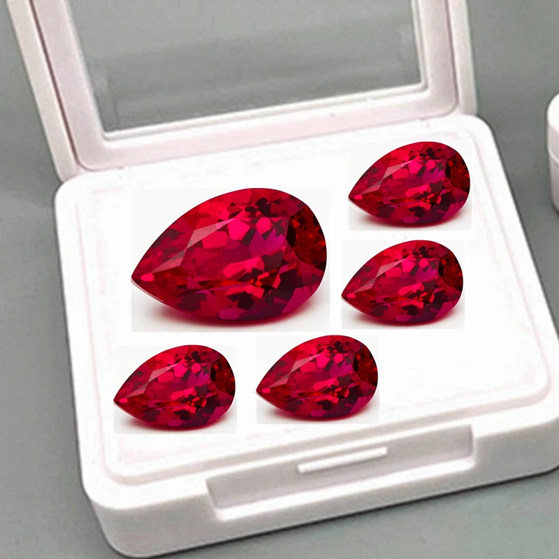 

AAAA+ Loose Pear Shaped Faceted Ruby for Jewelry Design Jewelry Making Collection Display Gift Precious Stones