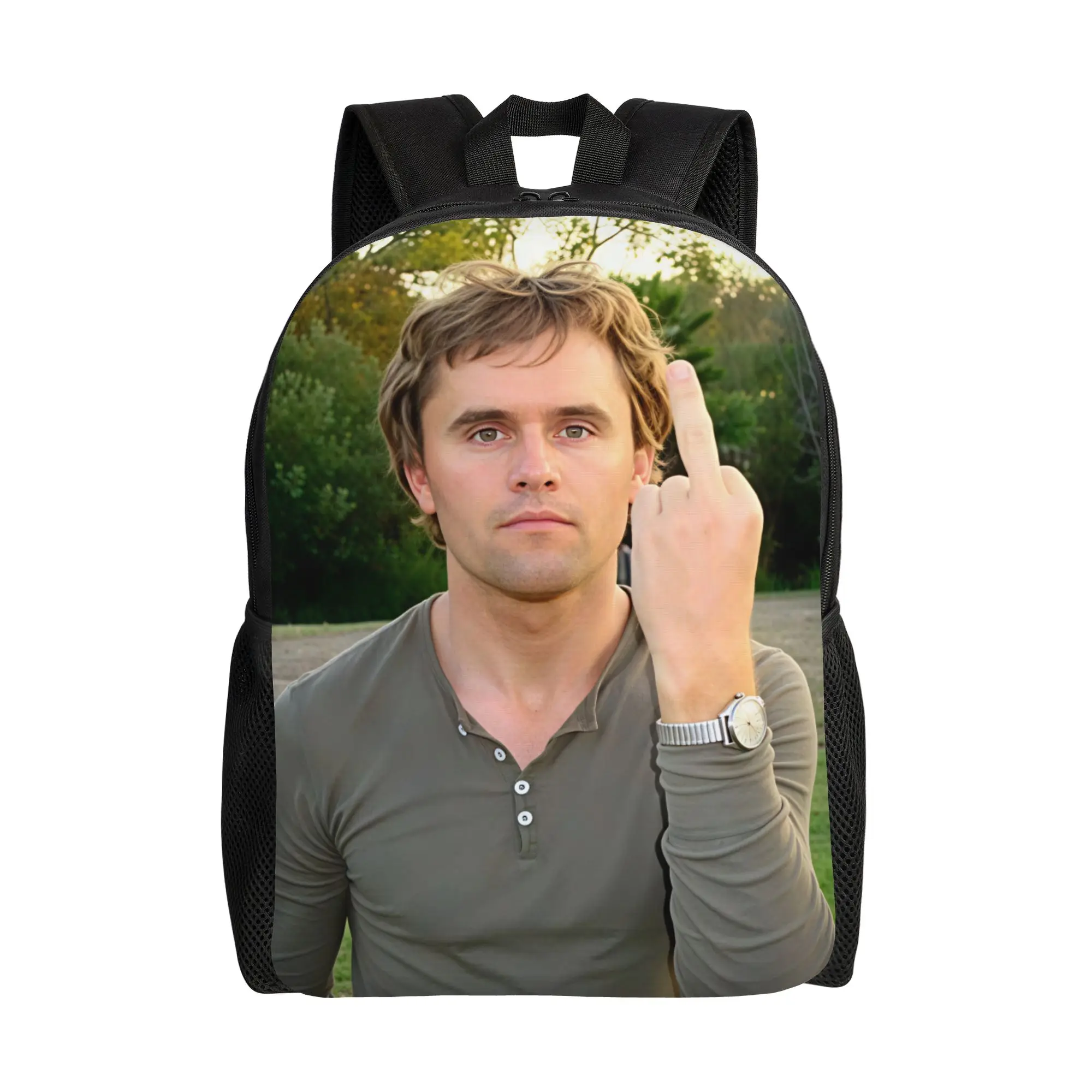 Charlie Kirk Middle Finger Outdoor Portrait Backpack Student Unisex Polyester Daily Backpacks Kawaii School Bags Rucksack
