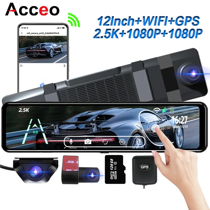 차량용 E-ACE 2160P 대시 캠, GPS, WiFi, 전면 및 후면 4K 대시 카메라, 차량 블랙 박스, 지지대 후면보기 카메라, 비디오 녹음기 