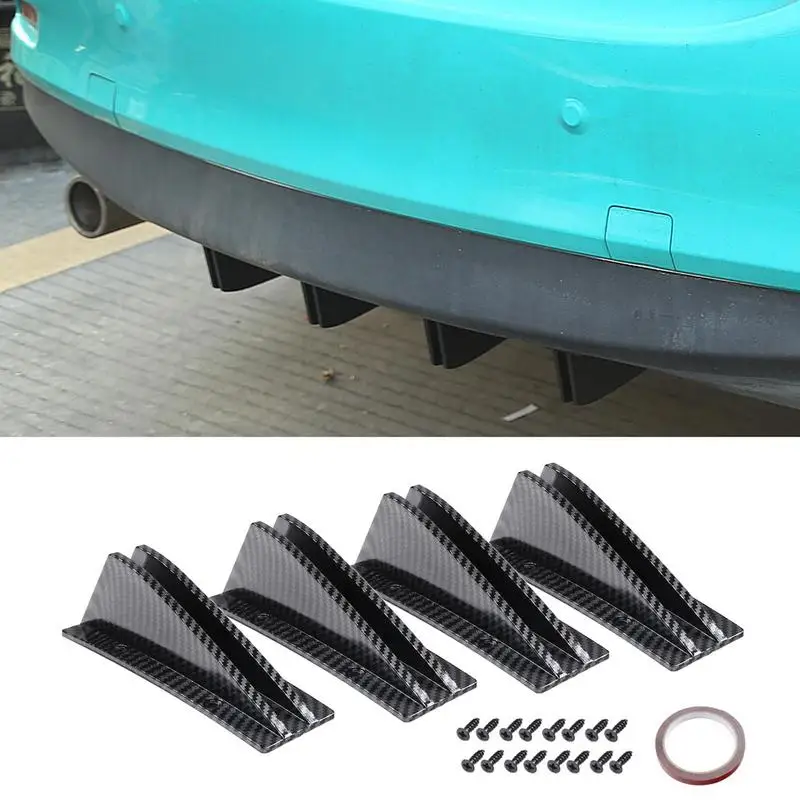 Rear Bumper Spoiler For Car Shark Fin Diffuser Kit Triangular Rear Lip Spoiler Splitter Rear Bumper Protection For Most Cars