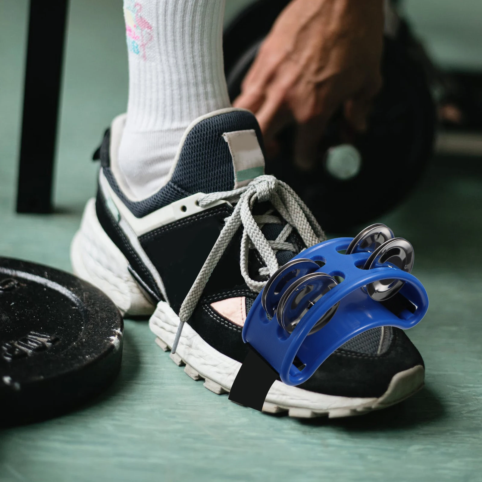 

2Pcs Foot Tambourine Percussion Instrument with Jingle Bells Durable Nylon Strap Compact Lightweight Design for Foot Rhythm